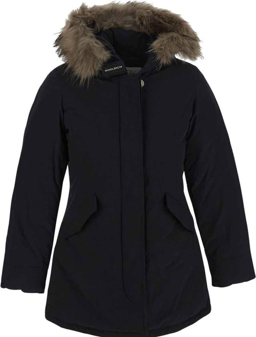 Kids Woolrich Jassen | Woolrich Luxury Arctic Raccoon Parka Zwart