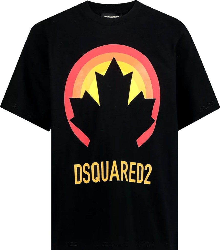 Kids Dsquared2 T-Shirts | Dsquared2 Dsquared2 Kinder Unisex T-Shirt Zwart Zwart