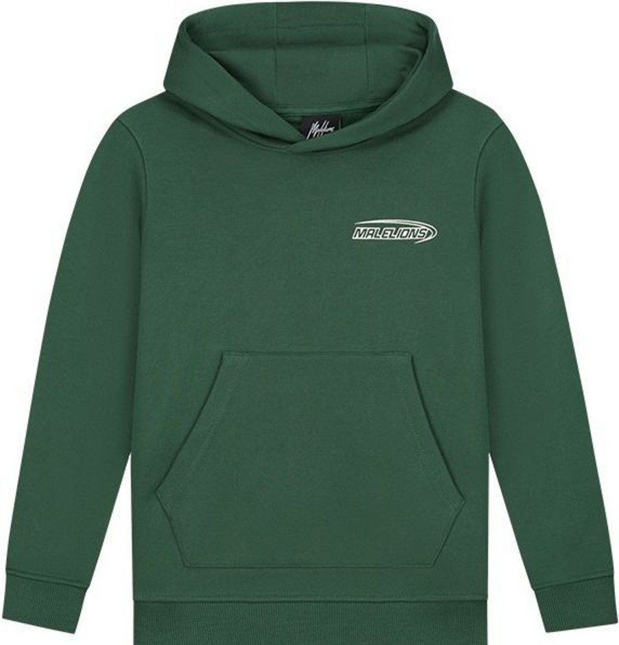 Kids Malelions Truien | Malelions Layered Hoodie - Dark Green Groen