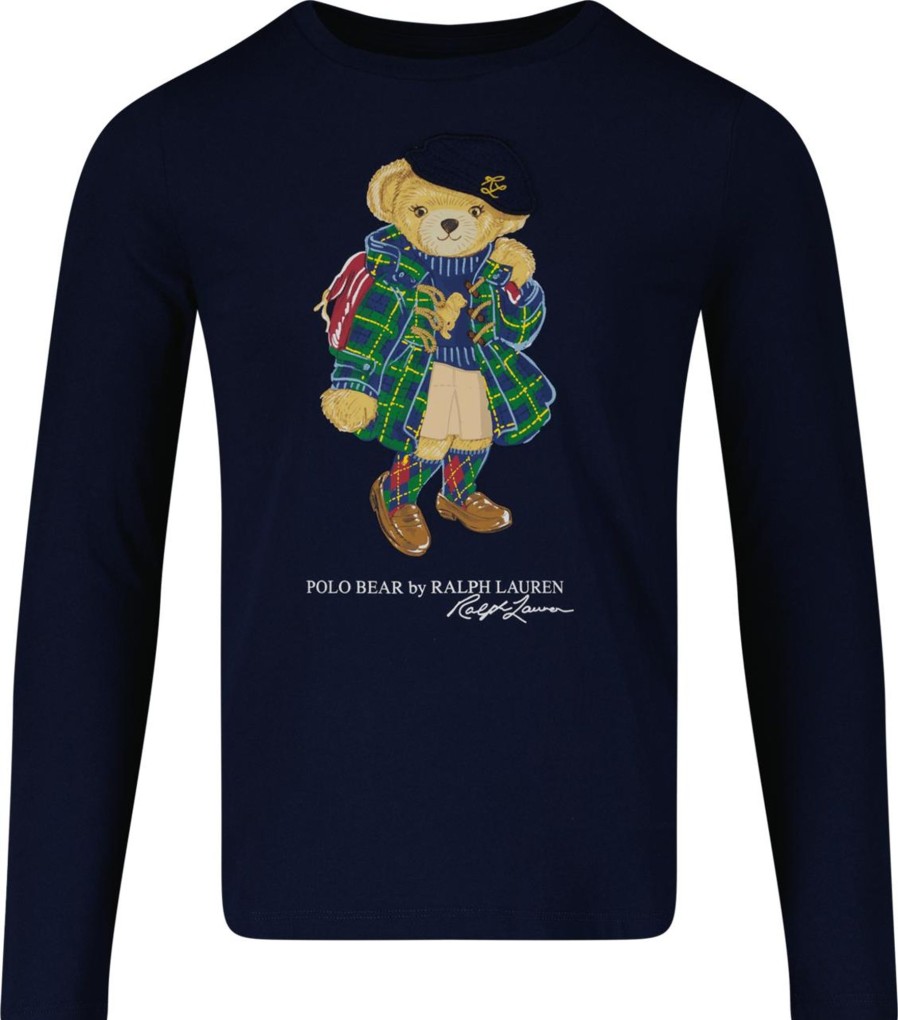 Kids Ralph Lauren Tops | Ralph Lauren Ralph Lauren Kinder Meisjes T-Shirt Navy Blauw