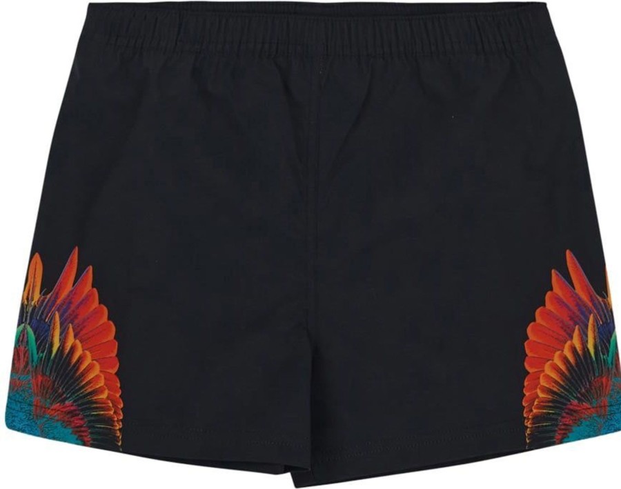 Kids Marcelo Burlon Badkleding | Marcelo Burlon Sunset Wings Swimshorts Zwart