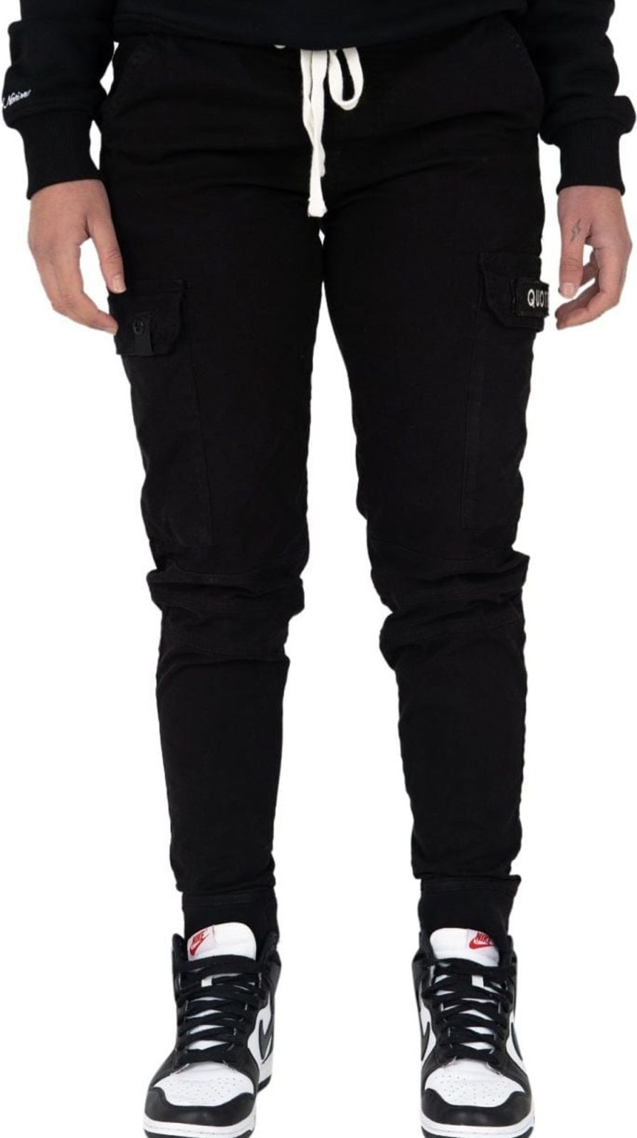 Dames Quotrell | Quotrell Casablanca Cargo Pants | Black/White Zwart