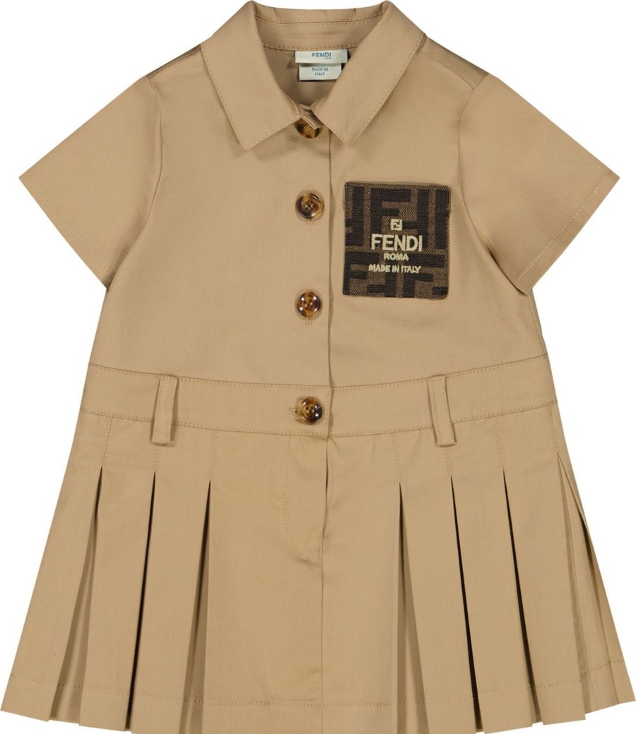 Kids Fendi Jurken | Fendi Fendi Baby Meisjes Jurkje Beige Beige