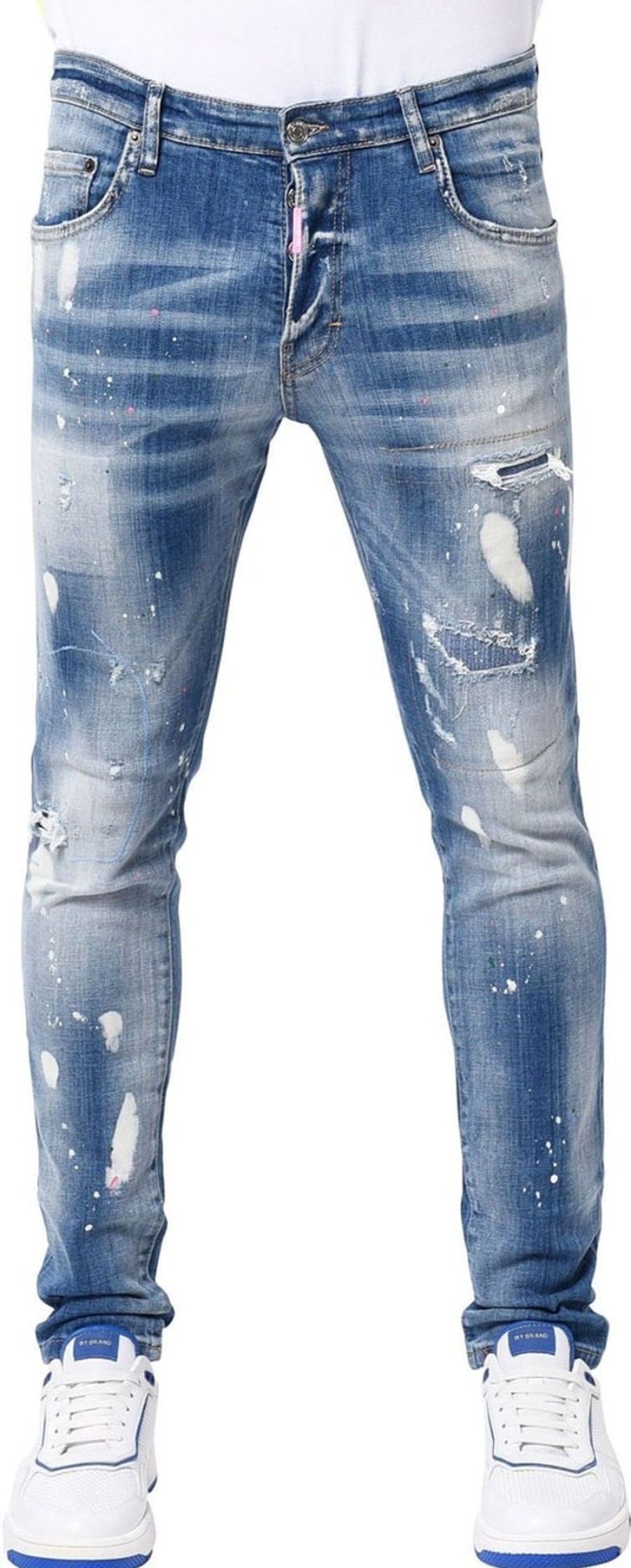 Heren My Brand | My Brand Mb Skinny Blue Jeans White Blauw