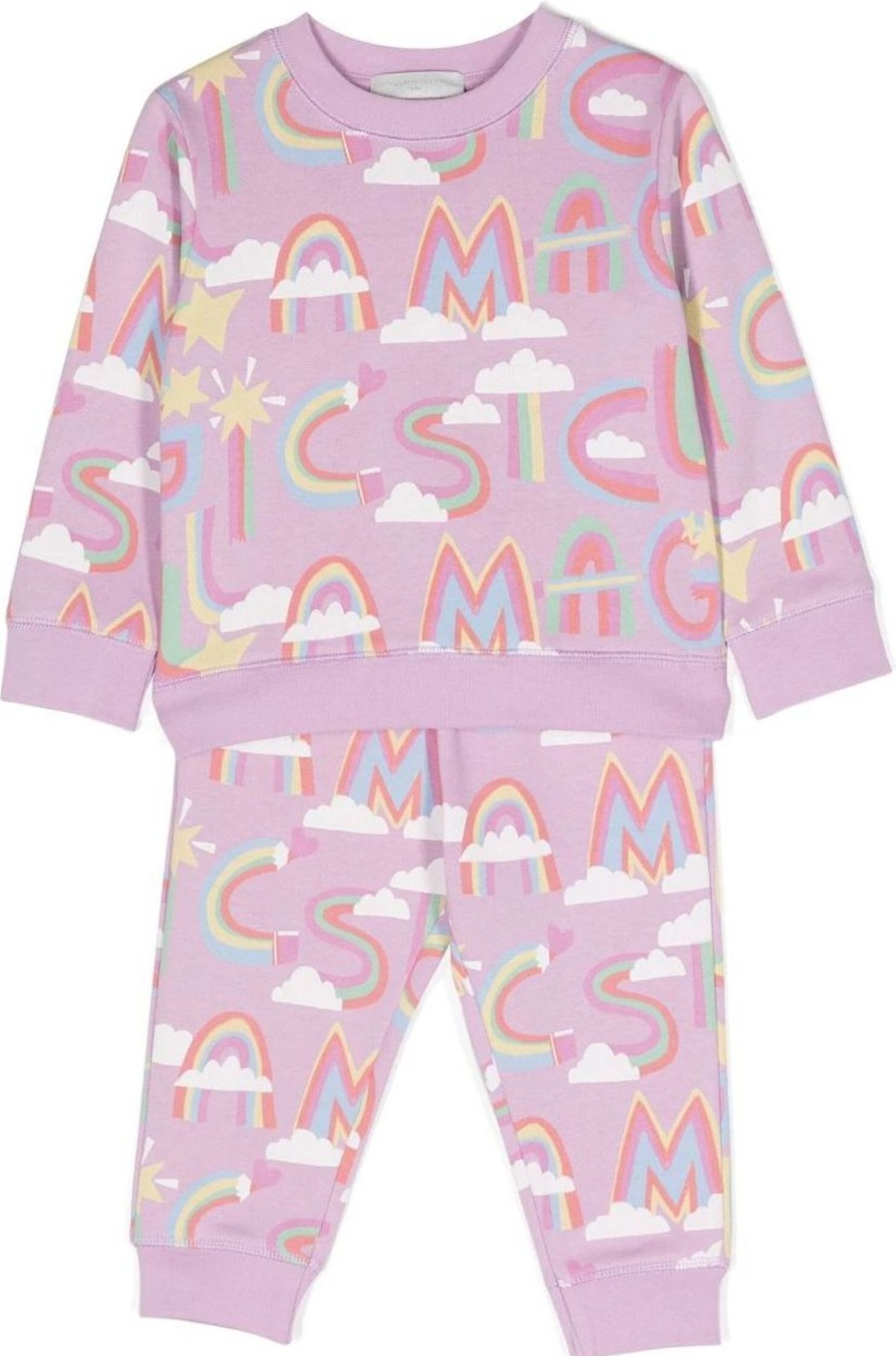 Kids Stella McCartney Jumpsuits | Stella Mccartney Fleece Tracksuit Purple Paars