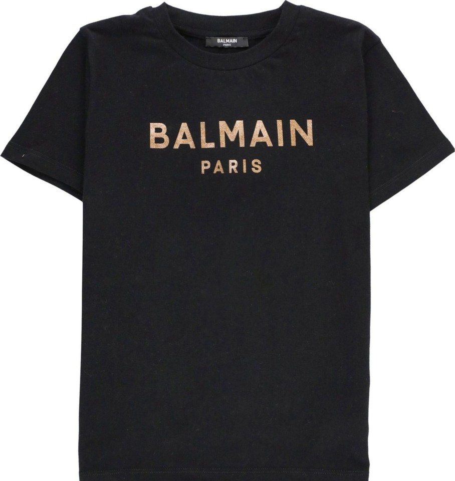 Kids Balmain Tops | Balmain T-Shirts And Polos Black Zwart