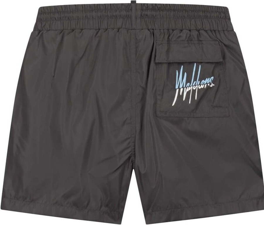 Heren Malelions | Malelions Split Swimshort - Antra/Light Blue Grijs