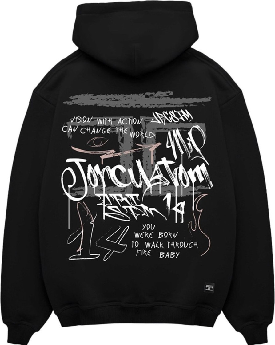 Heren JORCUSTOM | Jorcustom Vision Zipped Hoodie Black Zwart