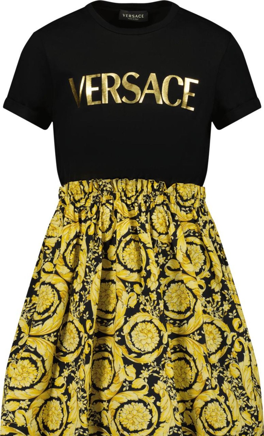 Kids Versace Jurken | Versace Versace Kinder Meisjes Jurk Zwart Zwart