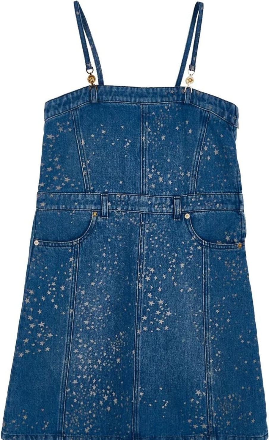 Kids Versace Jurken | Versace Glitter Stars Denim Dress Blauw