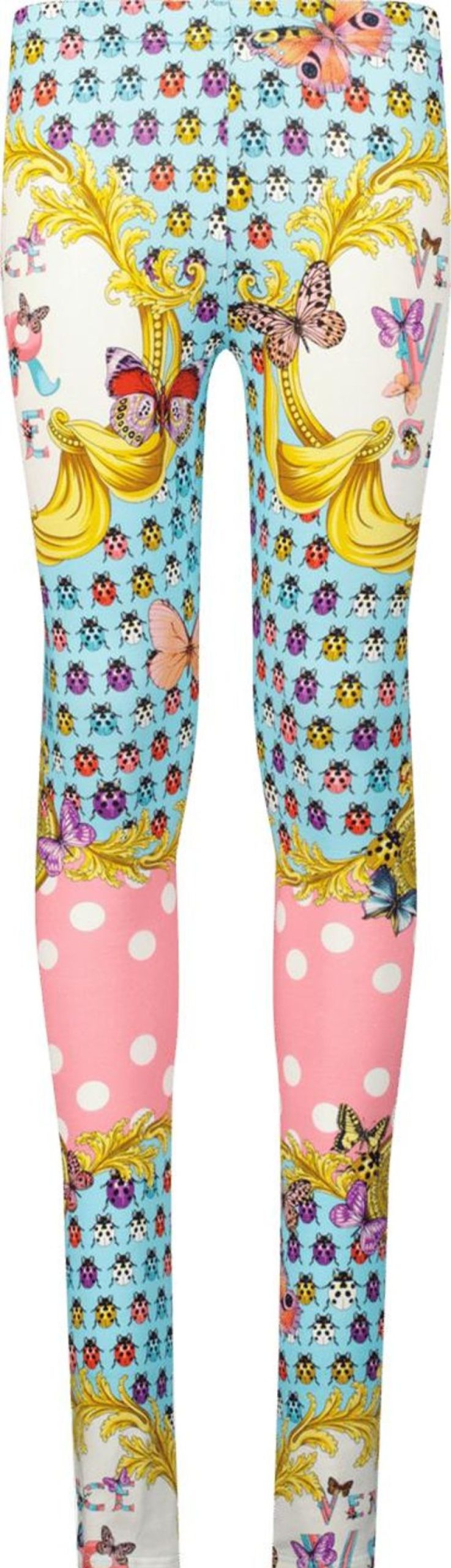 Kids Versace Broeken | Versace Versace Kinder Meisjes Legging Licht Blauw Blauw