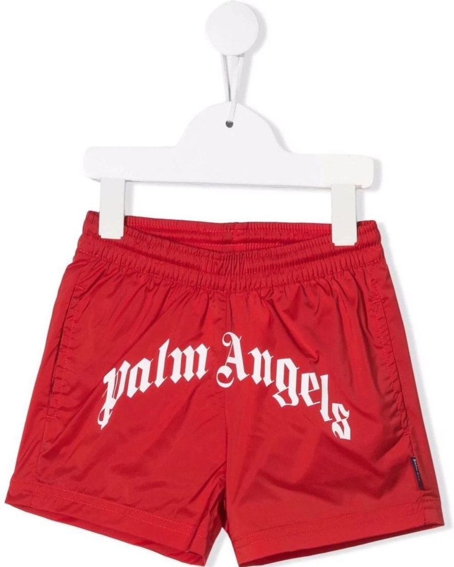 Kids Palm Angels Badkleding | Palm Angels Beacwear Pants Logo Red Rood