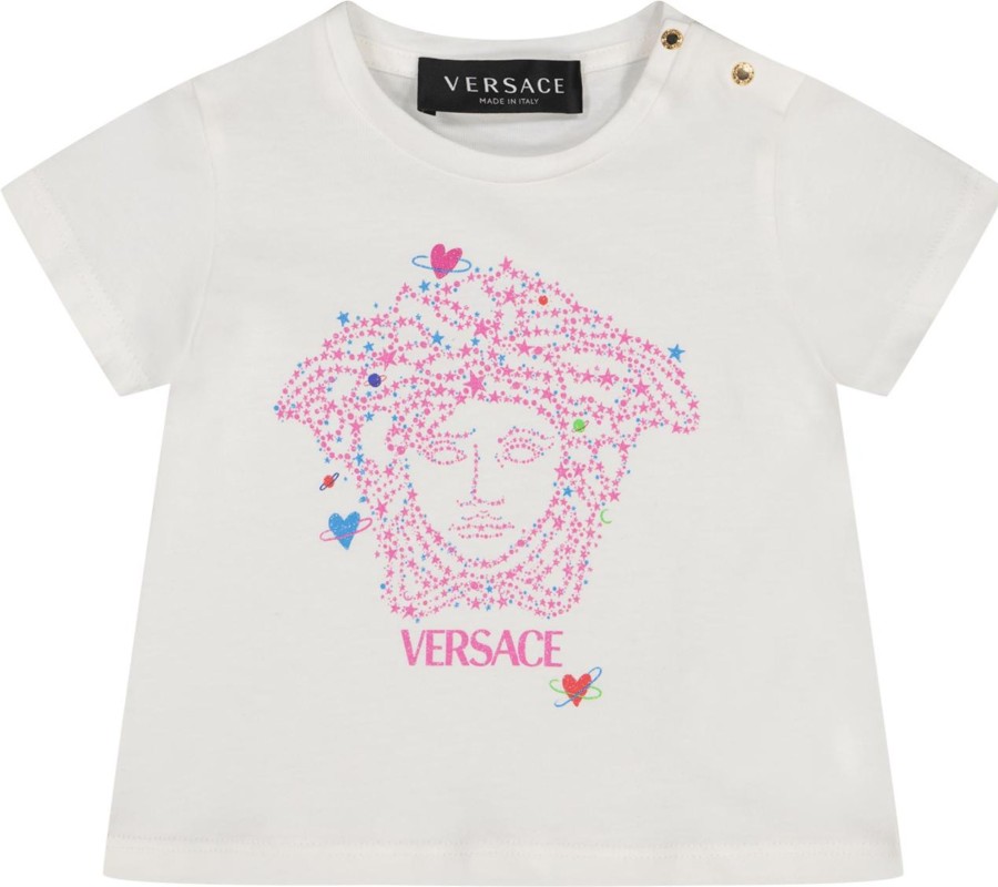 Kids Versace Shirts | Versace Versace Baby Meisjes T-Shirt Wit Wit