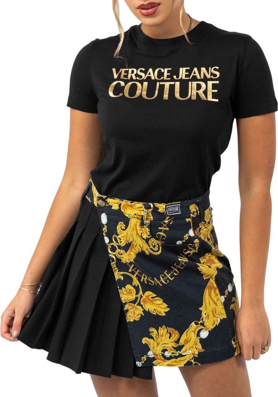 Dames Versace Jeans Couture | Versace Jeans Couture T-Shirt Logo Zwart