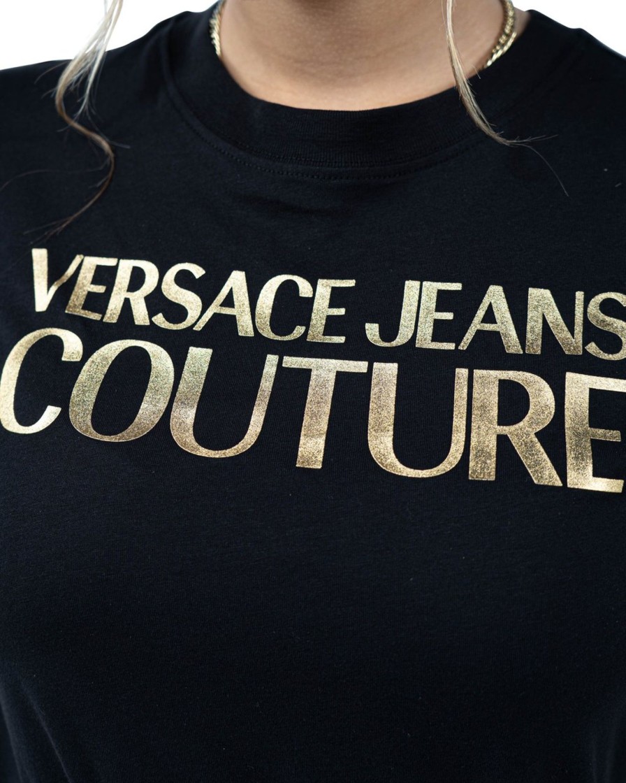 Dames Versace Jeans Couture | Versace Jeans Couture T-Shirt Logo Zwart