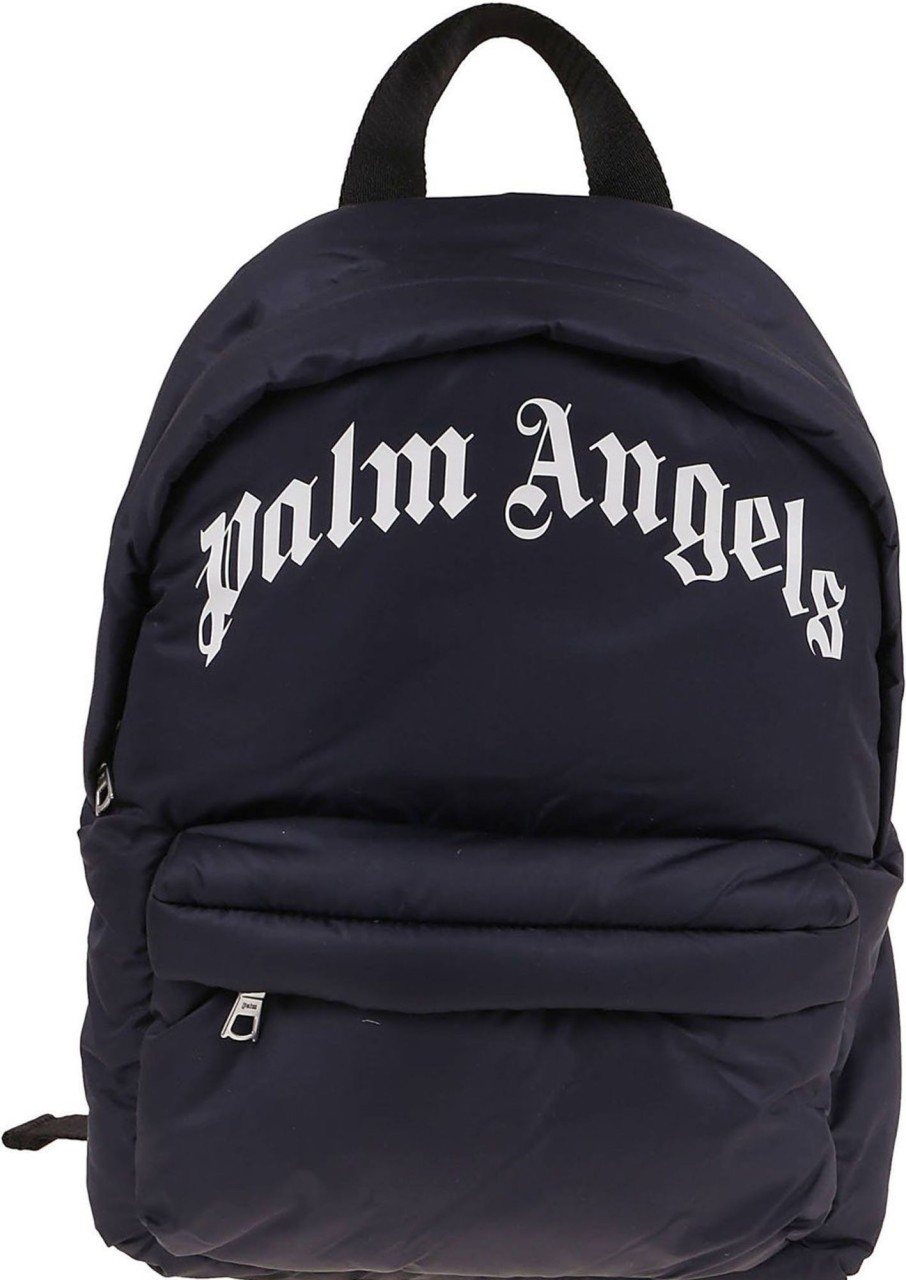 Kids Palm Angels Accessoires | Palm Angels Curved Logo Little Backpack Blauw