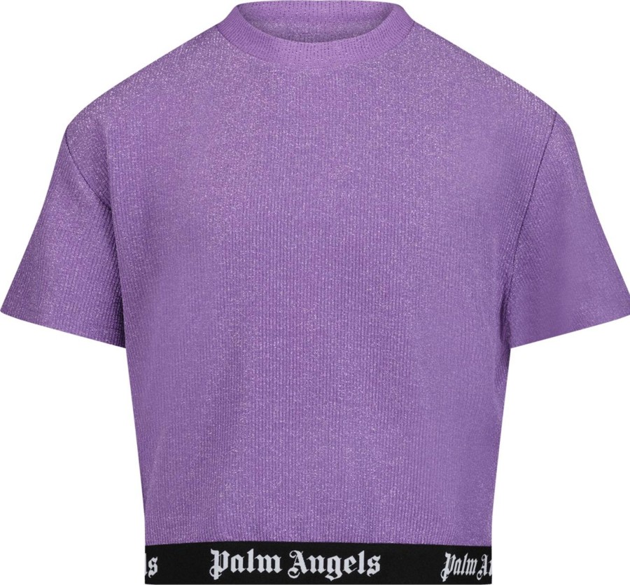 Kids Palm Angels Tops | Palm Angels Palm Angels Kinder Meisjes T-Shirt Lila Paars