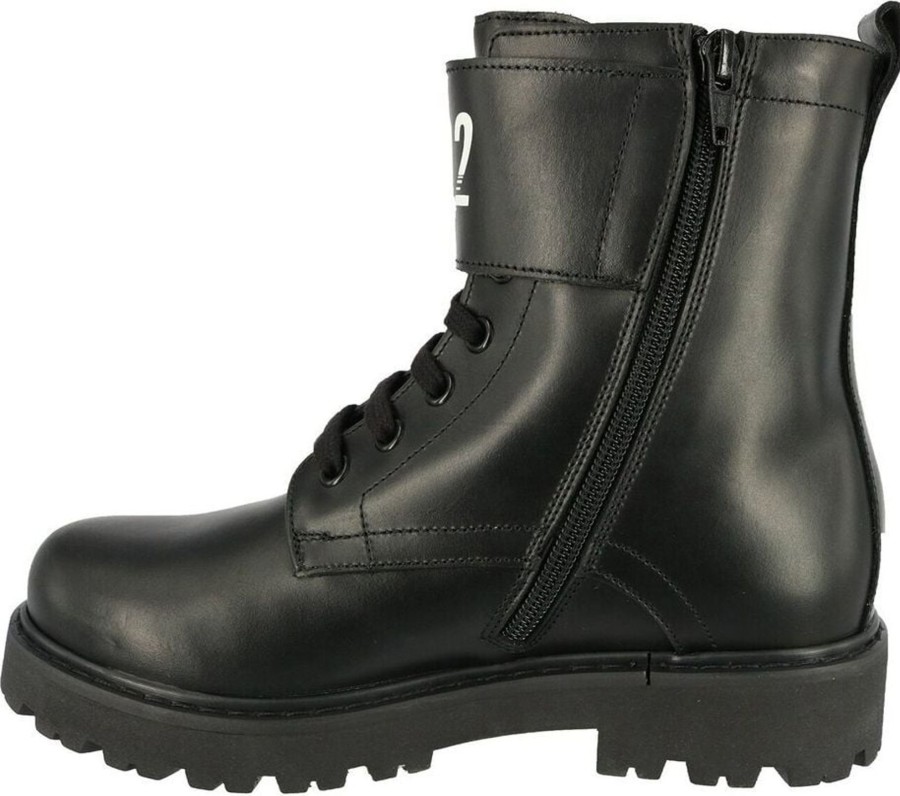 Kids Dsquared2 Schoenen | Dsquared2 Boots Zwart Met Logoband Zwart