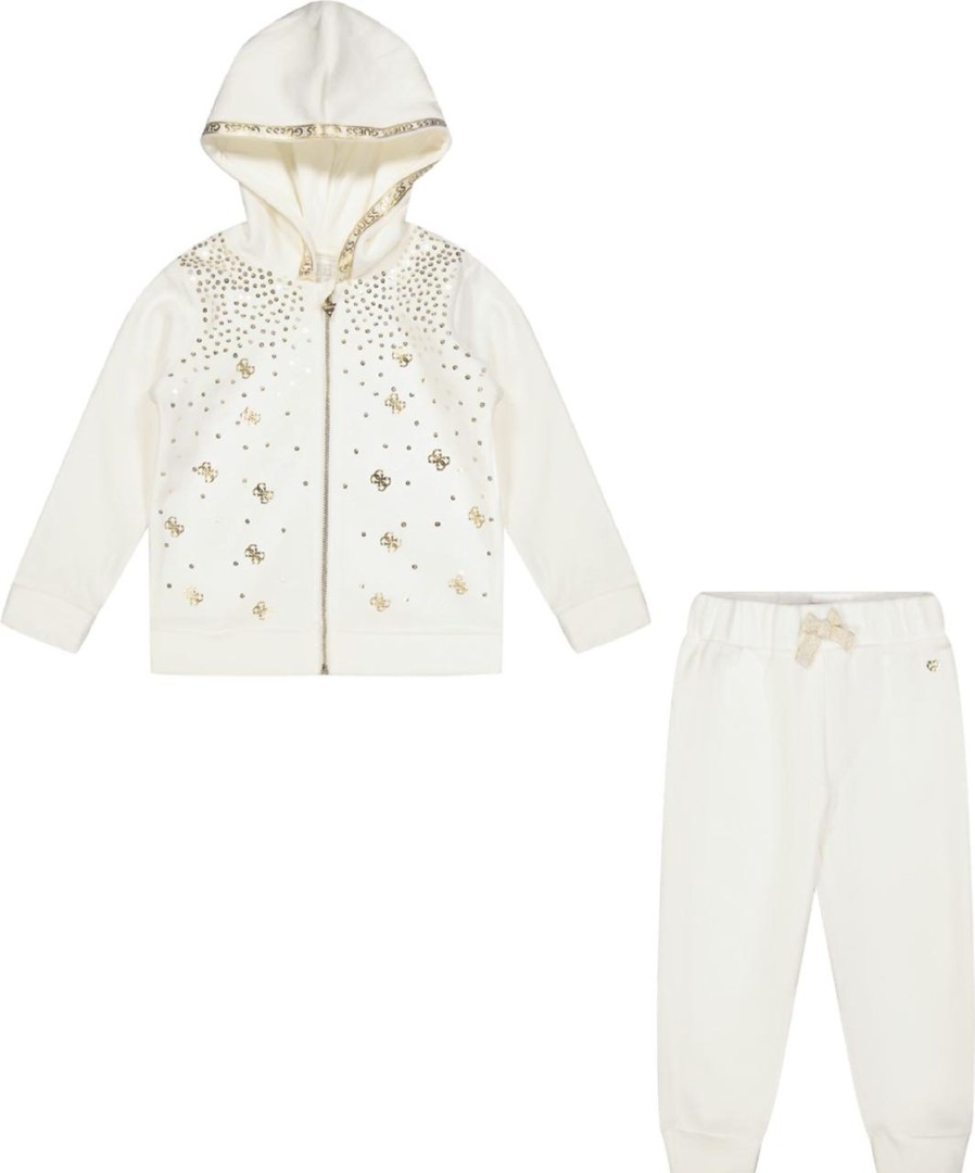 Kids Guess Sets | Guess Guess Kinder Meisjes Joggingpak Off White Wit