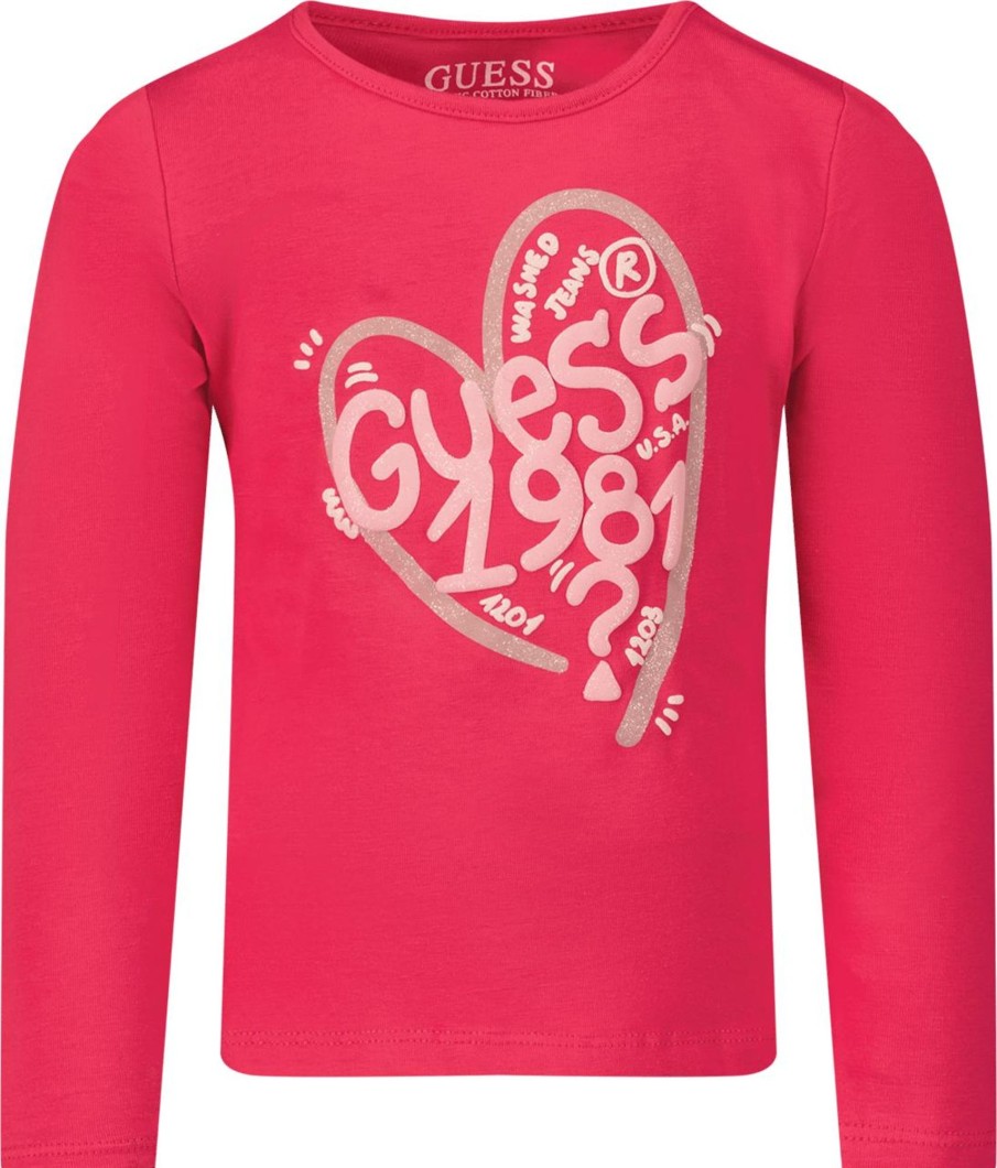 Kids Guess Shirts | Guess Guess Baby Meisjes T-Shirt Fuchsia Roze