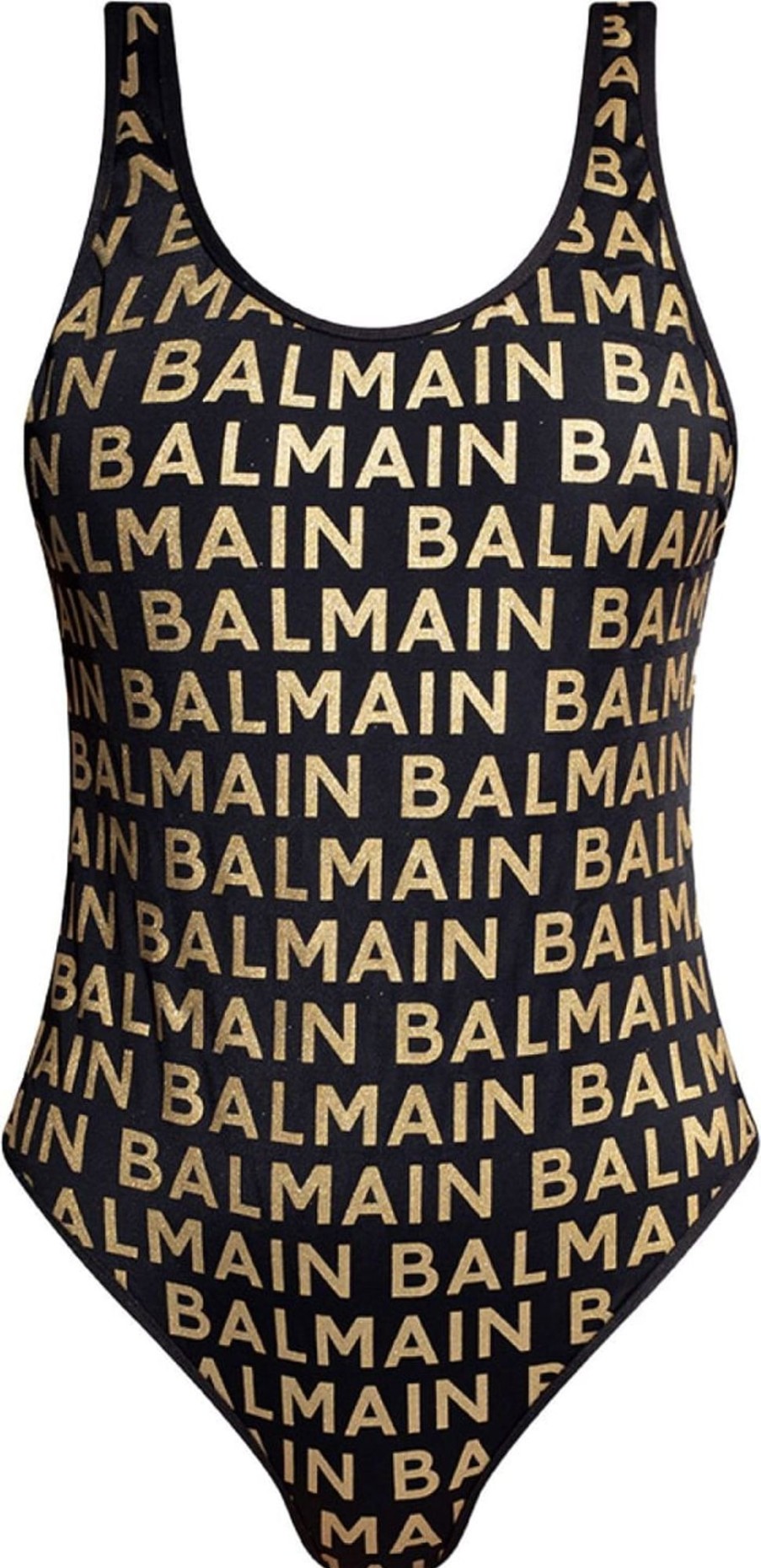 Dames Balmain | Balmain Allover Logo Print Olimpionic One Piece Swimsuit Zwart