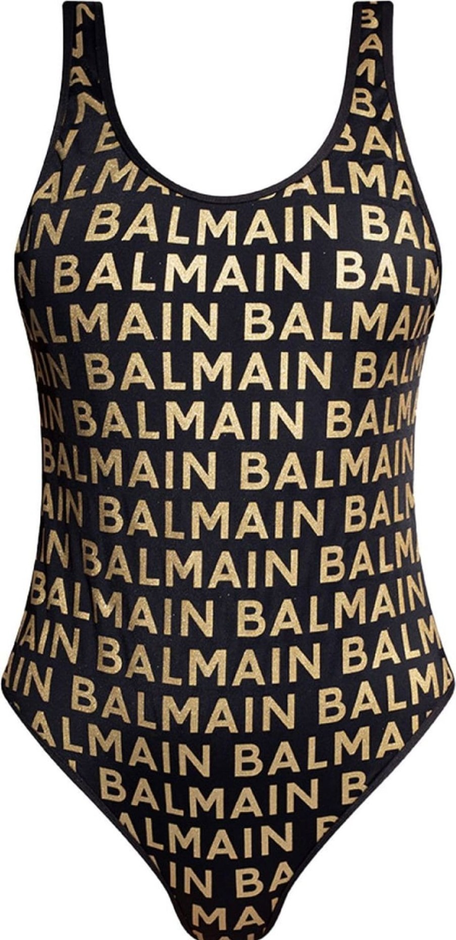 Dames Balmain | Balmain Allover Logo Print Olimpionic One Piece Swimsuit Zwart