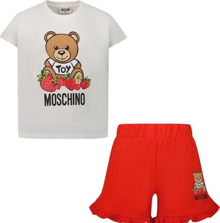 Kids Moschino Sets | Moschino Moschino Set Short Fragole Female Wit