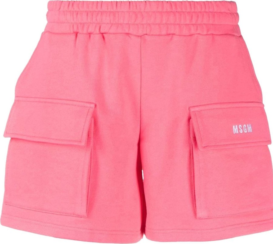 Dames MSGM | Msgm Logo-Embroidered Track Shorts Roze