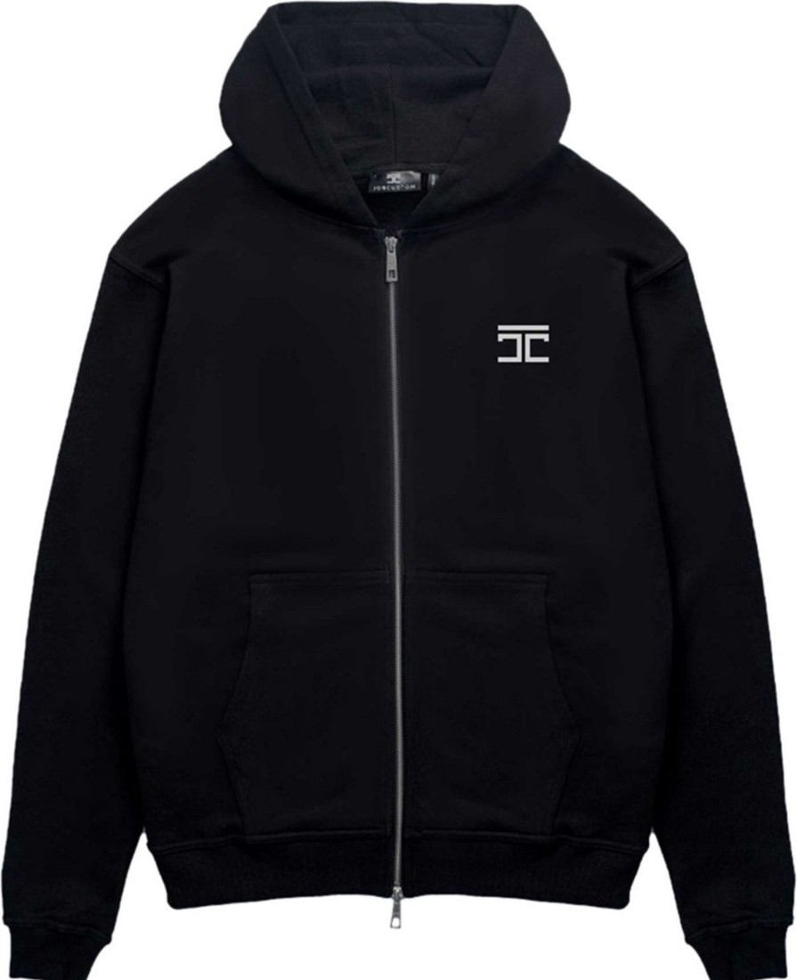 Heren JORCUSTOM | Jorcustom Price Zipped Hoodie Black Zwart