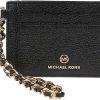 Dames Michael Kors | Michael Kors Small Chain Credit Card Holder Black Zwart