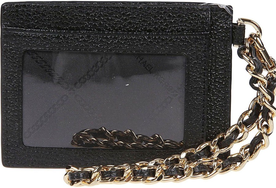 Dames Michael Kors | Michael Kors Small Chain Credit Card Holder Black Zwart