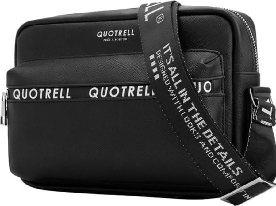 Heren Quotrell | Quotrell Brantford Bag | Black/White Zwart