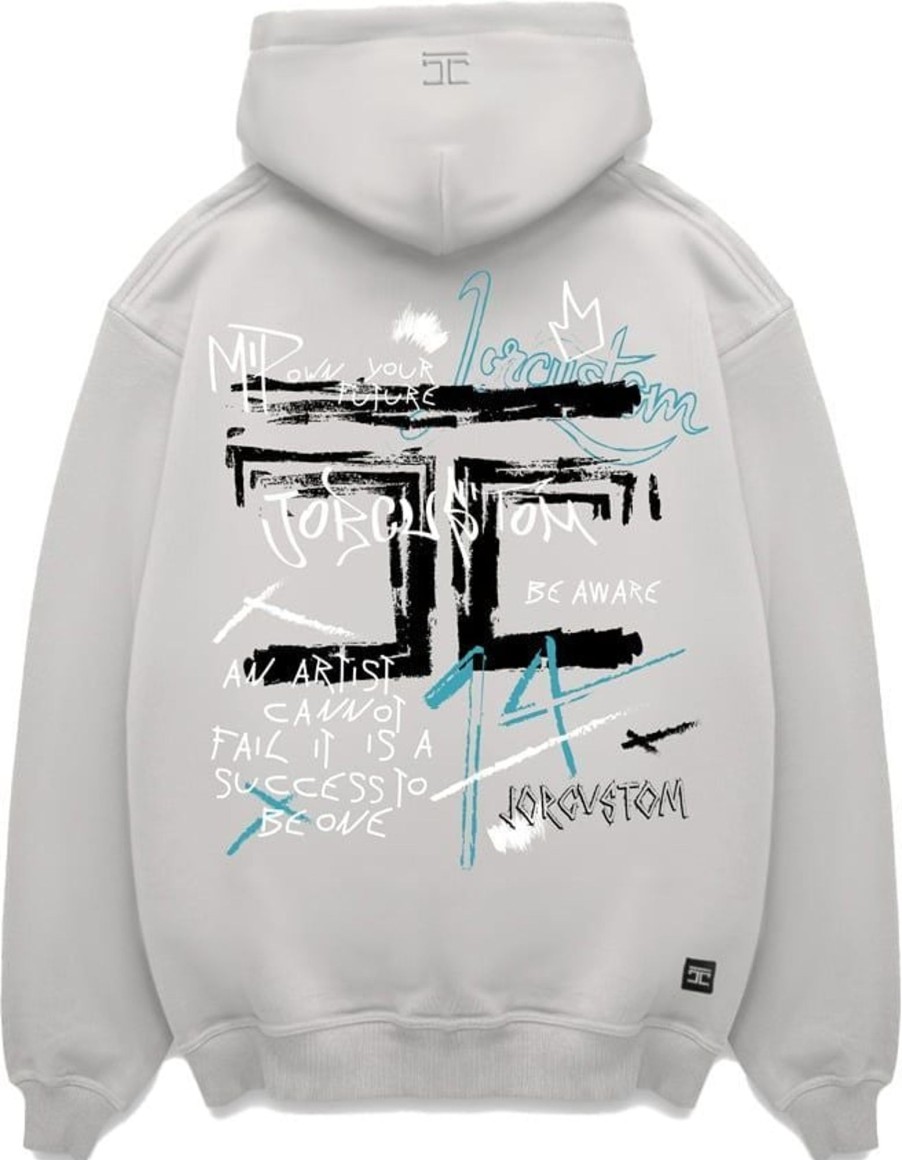 Heren JORCUSTOM | Jorcustom Artist Zipped Hoodie Lightgrey Grijs