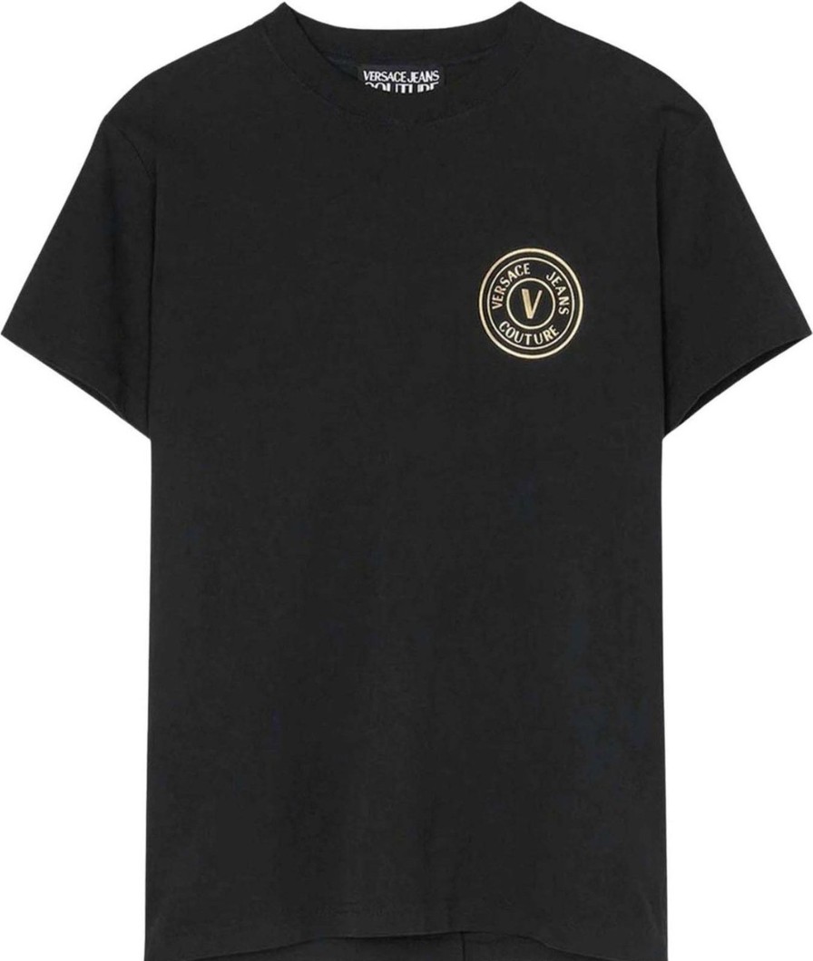 Heren Versace Jeans Couture | Versace Jeans Couture Versace Jeans Shirt Zwart Katoen Maat M V-Emblem T-Shirts Zwart Zwart