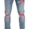 Heren My Brand | My Brand Red Ripped Biker Jeans Blauw