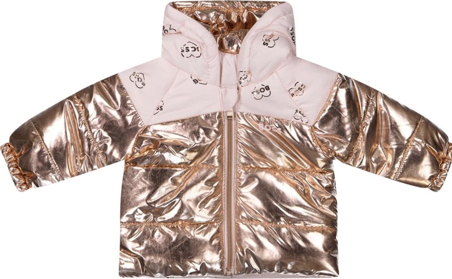 Kids Hugo Boss Tassen | Hugo Boss Boss Baby Meisjes Jas Licht Roze Roze