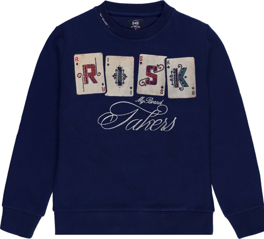 Kids My Brand Truien | My Brand Risk Playercard Sweater Blauw