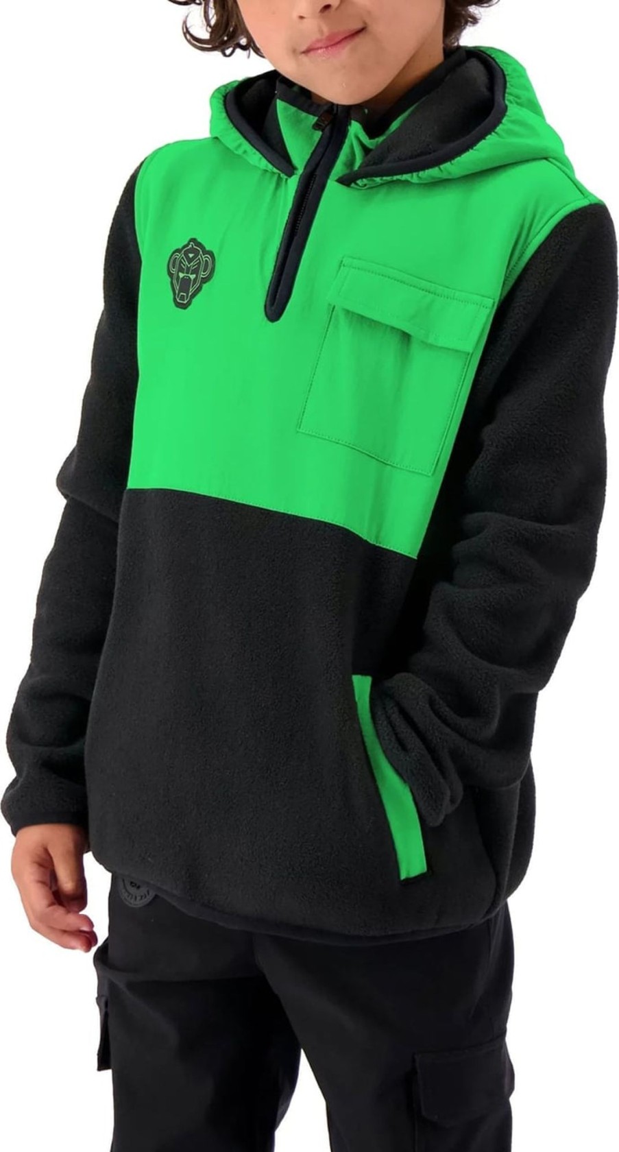 Kids Black Bananas Jassen | Black Bananas Contrast Fleece Jack Kids Groen/Zwart Zwart