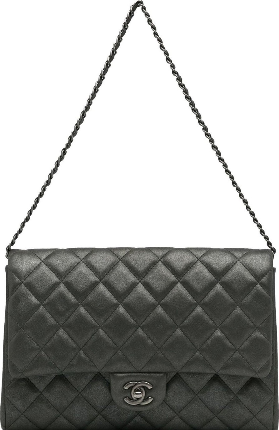 Dames Chanel | Chanel Cc Quilted Leather Shoulder Bag Grijs