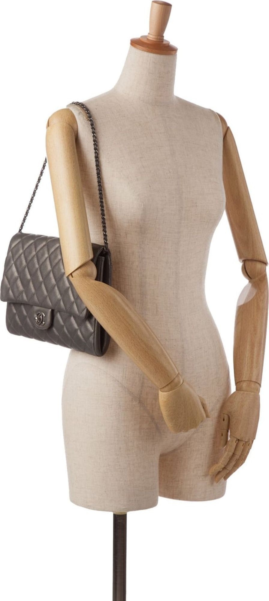 Dames Chanel | Chanel Cc Quilted Leather Shoulder Bag Grijs