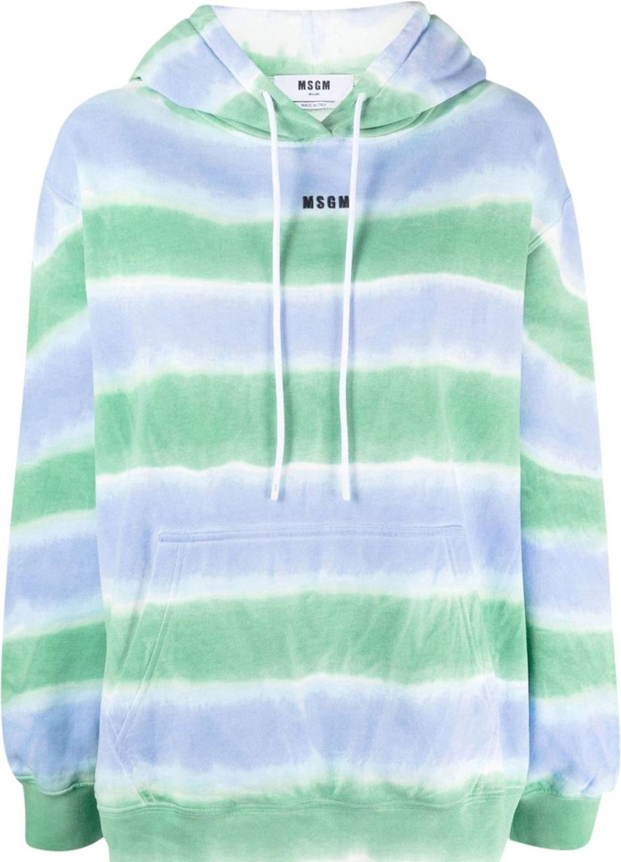 Dames MSGM | Msgm Tie-Dye Stripe-Print Hoodie Divers