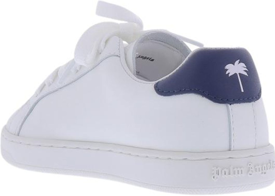 Kids Palm Angels Sneakers | Palm Angels New Tennis Sneaker Calf Lea Wh Wit