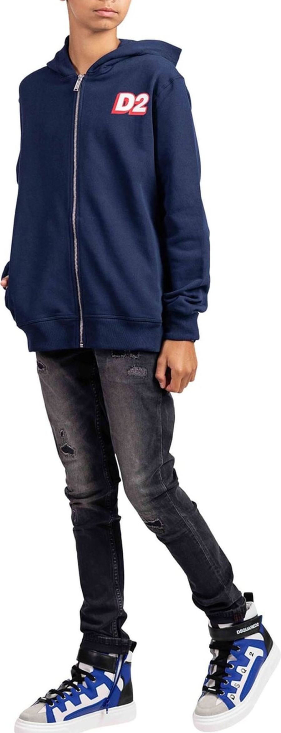 Kids Dsquared2 Vesten | Dsquared2 Relax Felpa Vest Kids Donkerblauw Blauw