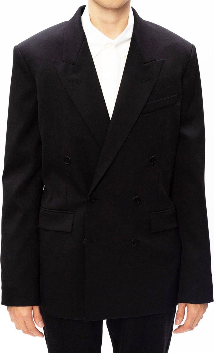 Heren Balenciaga | Balenciaga Balenciaga Double-Breasted Blazer Zwart