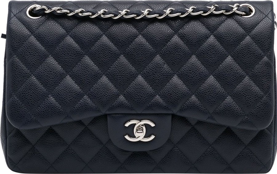 Dames Chanel | Chanel Jumbo Classic Caviar Double Flap Blauw