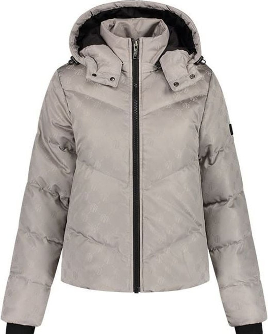 Dames Malelions | Malelions Monogram Puffer Jacket - Grey Grijs