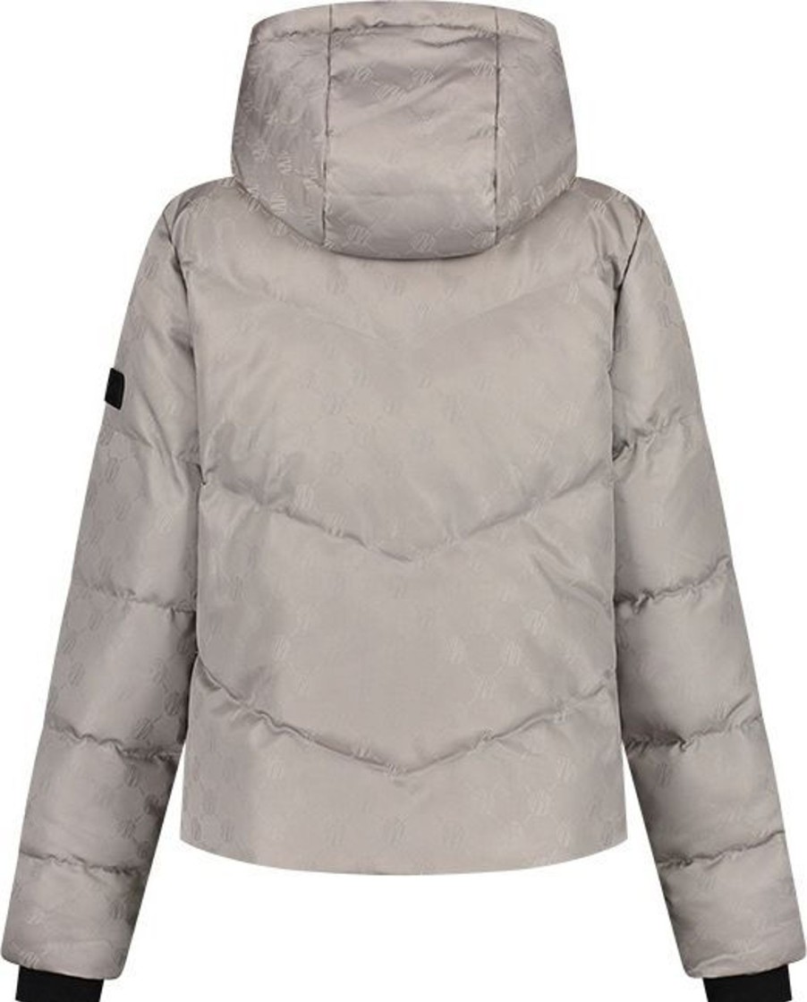 Dames Malelions | Malelions Monogram Puffer Jacket - Grey Grijs