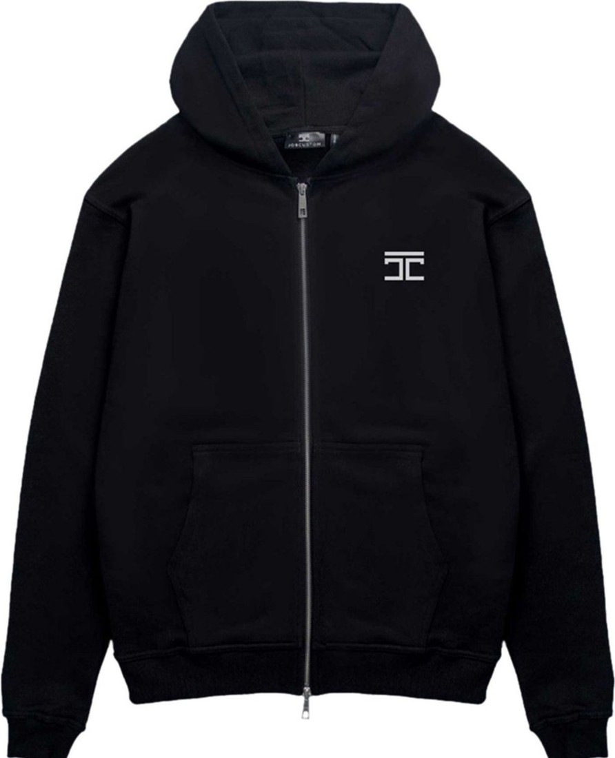 Heren JORCUSTOM | Jorcustom Angel Zipped Hoodie Black Zwart