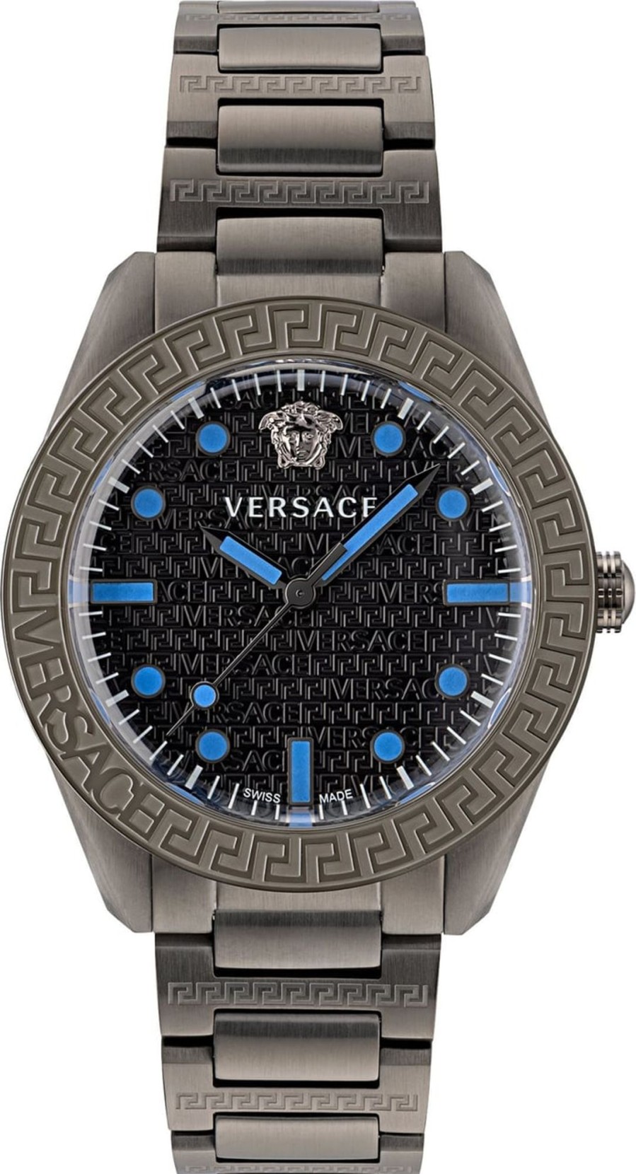 Heren Versace | Versace Ve2T00622 Greca Horloge 42 Mm Zwart