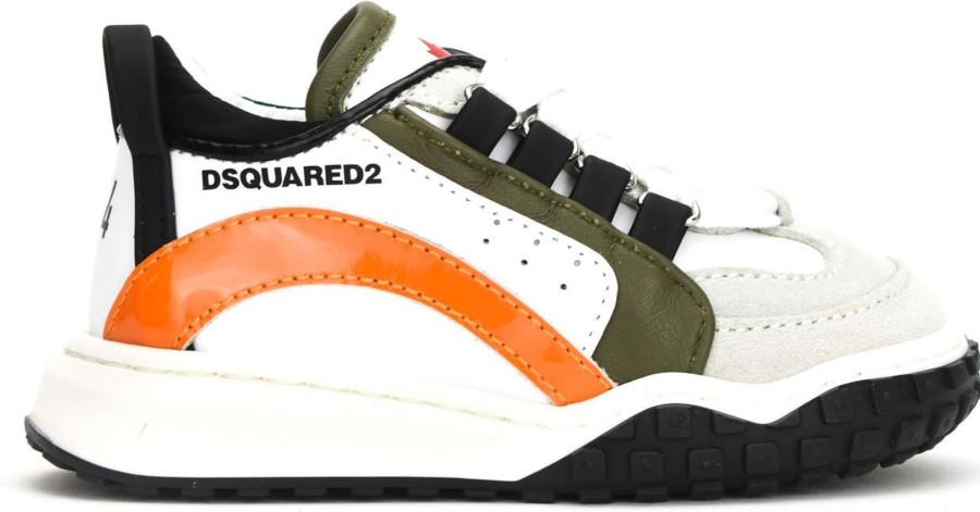 Kids Dsquared2 Sneakers | Dsquared2 Boog Sneaker Wit-Oranje Wit